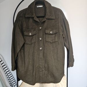 Olive Green Button-Up Women's Jacket
